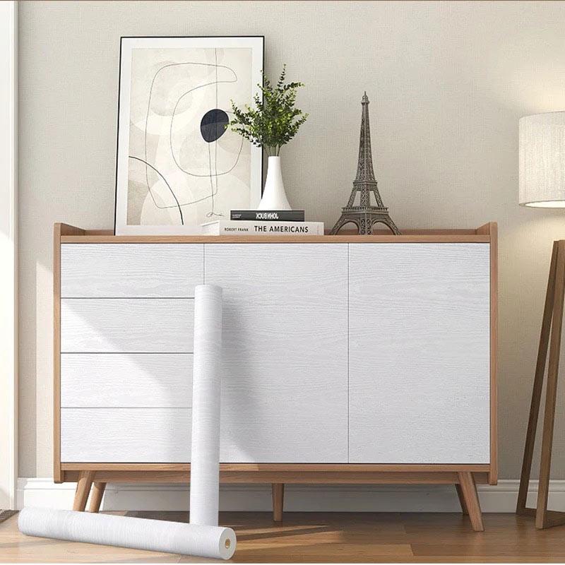 Desktop Waterproof Wall Stickers Home Decoration Bedroom Wallpaper 45cm DIY White Wood Grain Classics Self-adhesive Living Room
