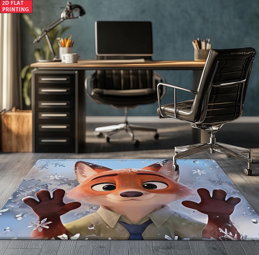Cartoon Fox and Rabbit Large Room Carpet Non Slip Cartoon Kids Bedroom Living Room Floor Mat Home Decor Children's Play Carpet