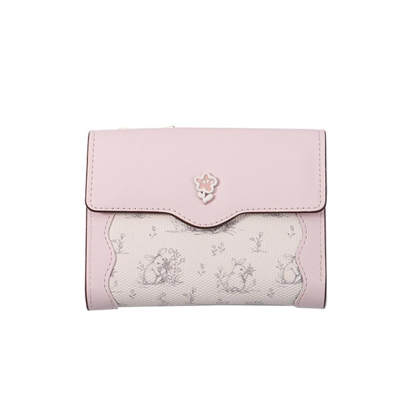 Hot-selling wallet women's card bag simple integrated flowers and plants small fresh girls change bag zipper