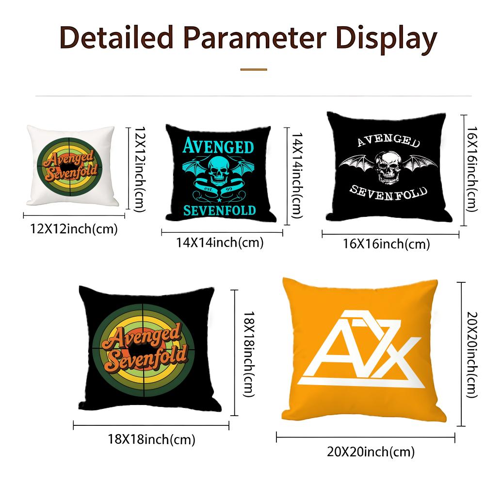 Metal Avenged Sevenfold Cushion Cover Cushion Cover Set 4Pcs 50X50 45X45 40X40 Pillowcase Decorative Sofa Home Decor