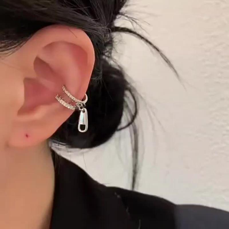 1pair A Fun No-Piercing Zipper Ear Clip And Earring, Creatively Designed for Those Without Ear Holes