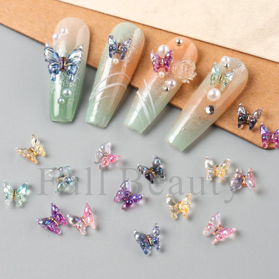 Nail Art Accessories Ins Summer Fairy Aurora Ice Transparent Butterfly Bag Three-dimensional Resin Nail Accessories