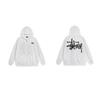 Mens Hooded Zip-Up Fleece-Lined Sweatshirt With Letter Print Casual Oversized Pullover Winter Jacket