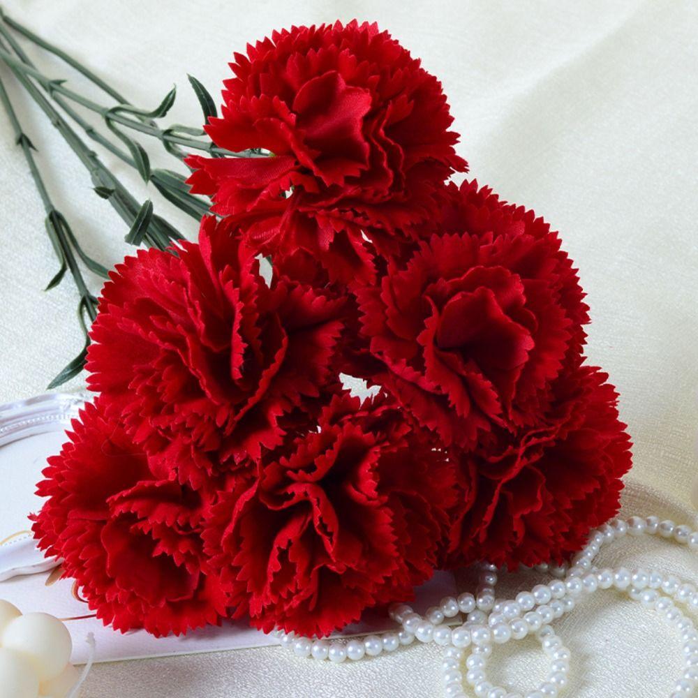 DIY Craft Artificial Red Carnations 54cm Fake Plants Simulation Carnation Flower  Garden