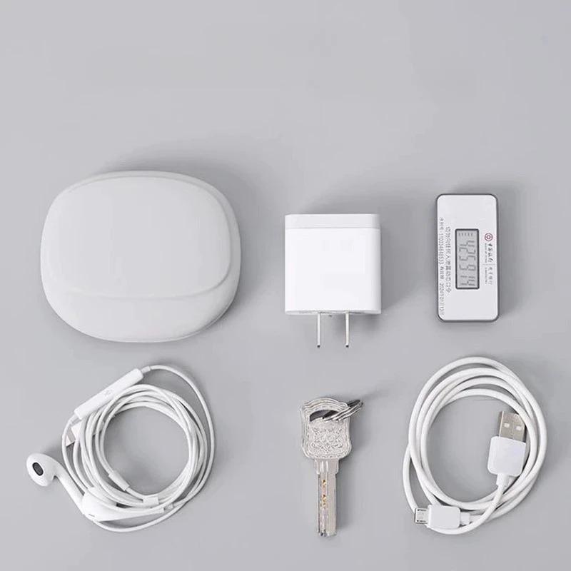 1pc/10pcs Portable Data Cable Headphone Storage Box Simple Mobile Phone Data Cable Organizing Bag Silicone Storage Box Cute Coin