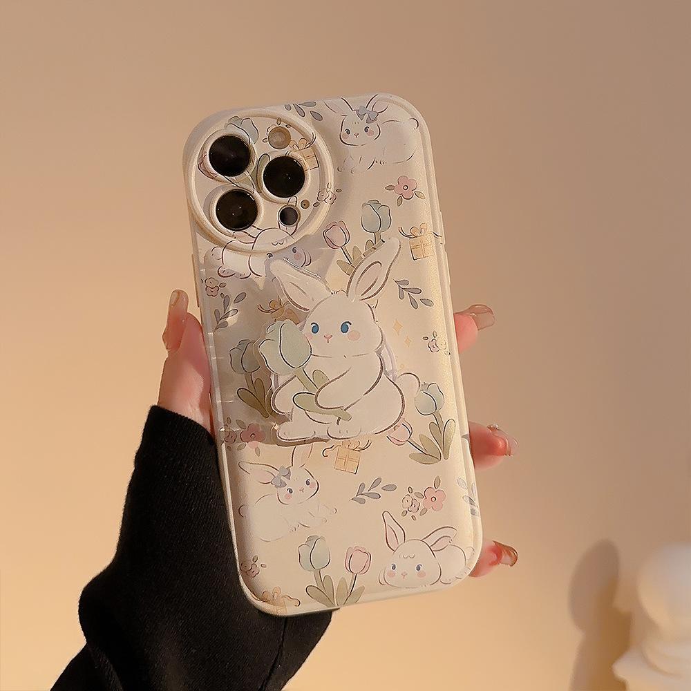 Flower Rabbit Mobile Phone Case Apple IPhone 16 Creative 15 Bracket 11 Silicone 13 Suitable for 14promax Girl 12