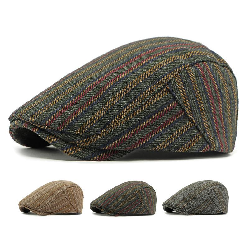

Beret Women s British Cap Forward Cap Men s Striped Paintsman Hat армия зеленый