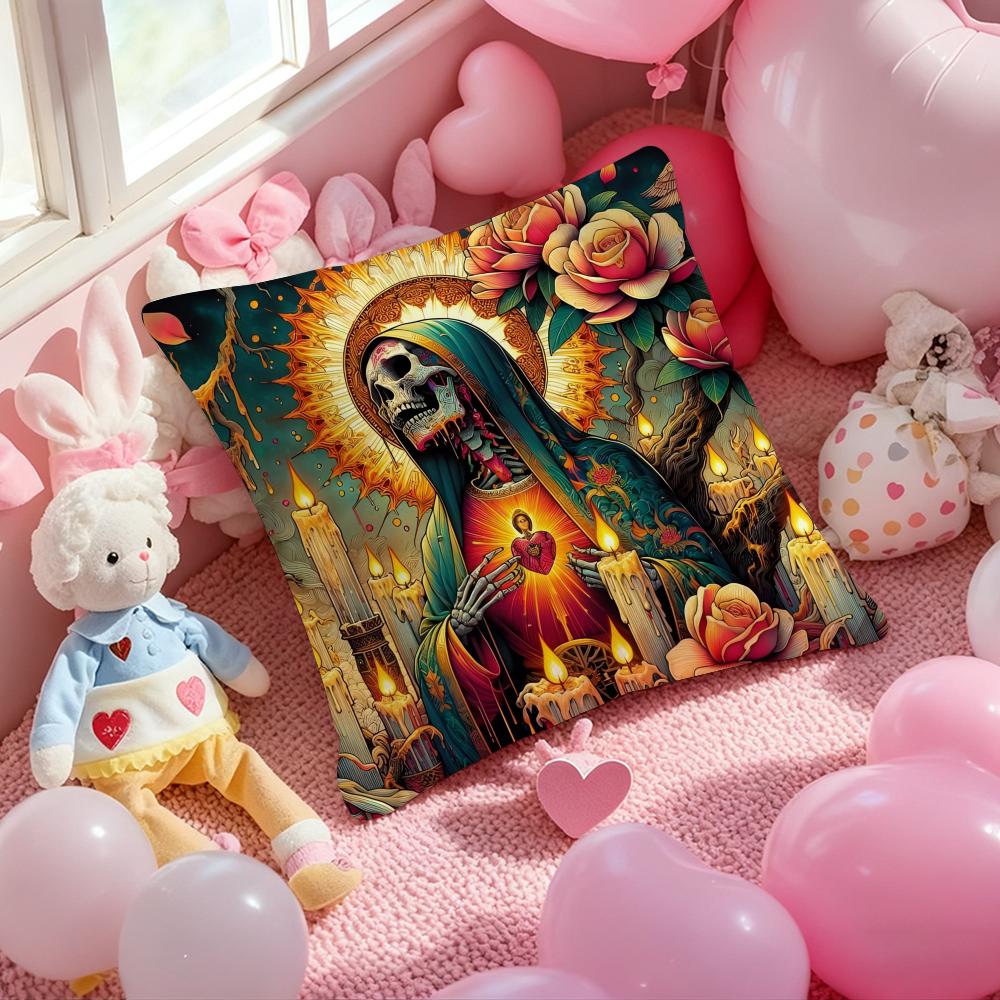 Anime Day of the Dead Cushion Cover Pattern Printed Pillowcase for Living Room Sofa Cushion Cover & Bedroom Decor