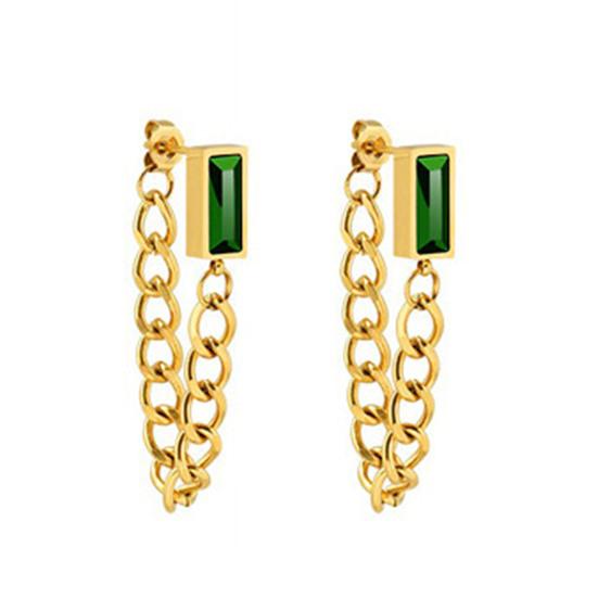 

Women Earrings Chained Square Cubic Zirconia Jewelry Vintage Electroplating Necklace Earrings Bracelet for T Show Gown B