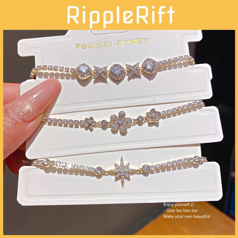 Star Shape Zircon Crystal Gold Plated Bracelet For Women Gift Jewelry