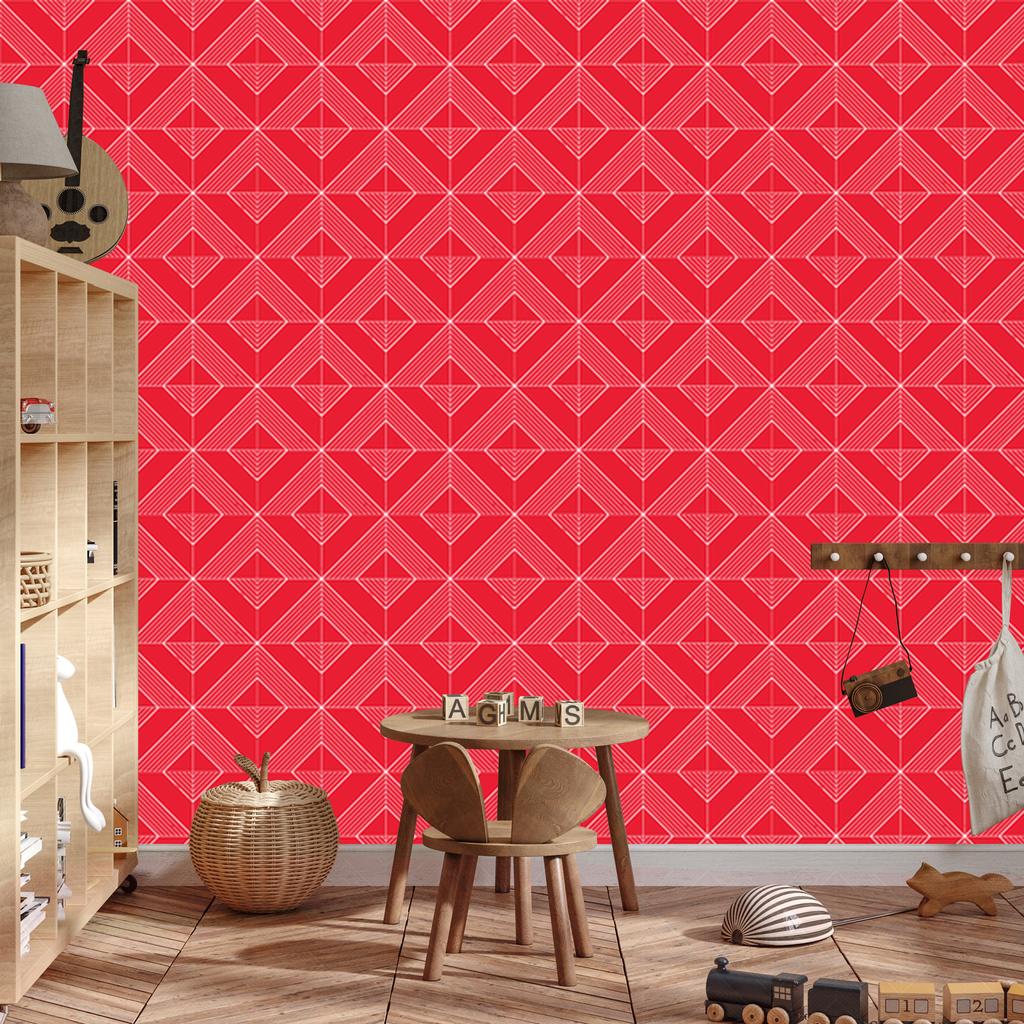 Wallpaper Geometric rhombuses red and coral, red background 50x1000