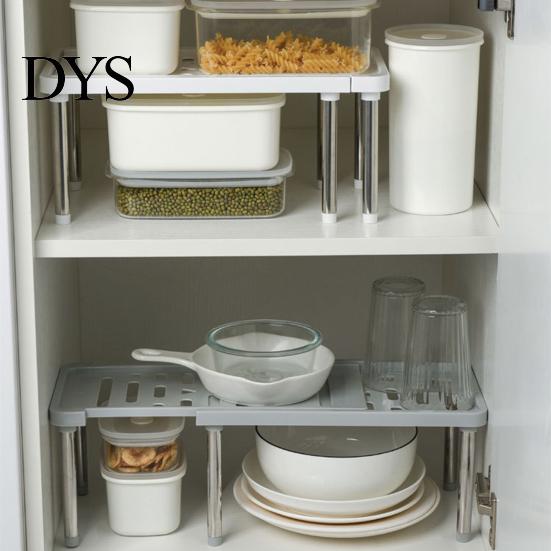 Cabinet Shelf Multifunctional Expandable PP Stackable Counter Storage for Kitchen Rack