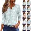 Women's Casual Fashion V-neck Loose Versatile Floral Print Three-quarter Sleeves