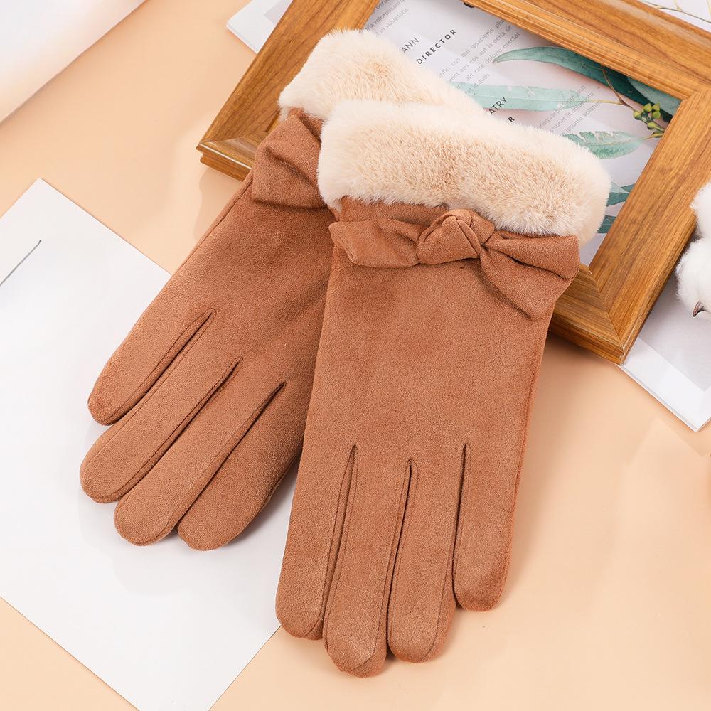 Warme Handschuhe für Damen Wildlederhandschuhe Autofahren Outdoor Radfahren Plus Samt Verdickt Touchscreen Herbst- und Winterhandschuhe