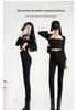 Women's Black High-Waisted Velvet-Lined Skinny Pants for Autumn/Winter 2025