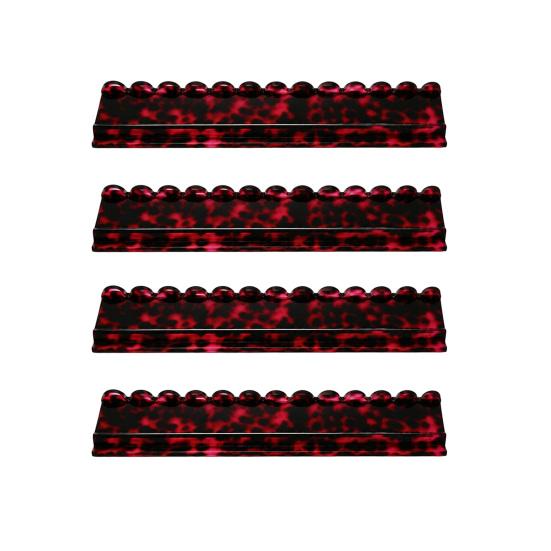 1/4Pcs Mahjong Rack with Detachable Magnetic Pusher Scalloped Acrylic Mah Jongg Tile Holder
