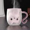 250ml Cartoon Cat Double Wall Glass Cute Coffee Tea Cup Heat-resistant Coffee Mug Handle Espresso Cup For Latte Cappuccino