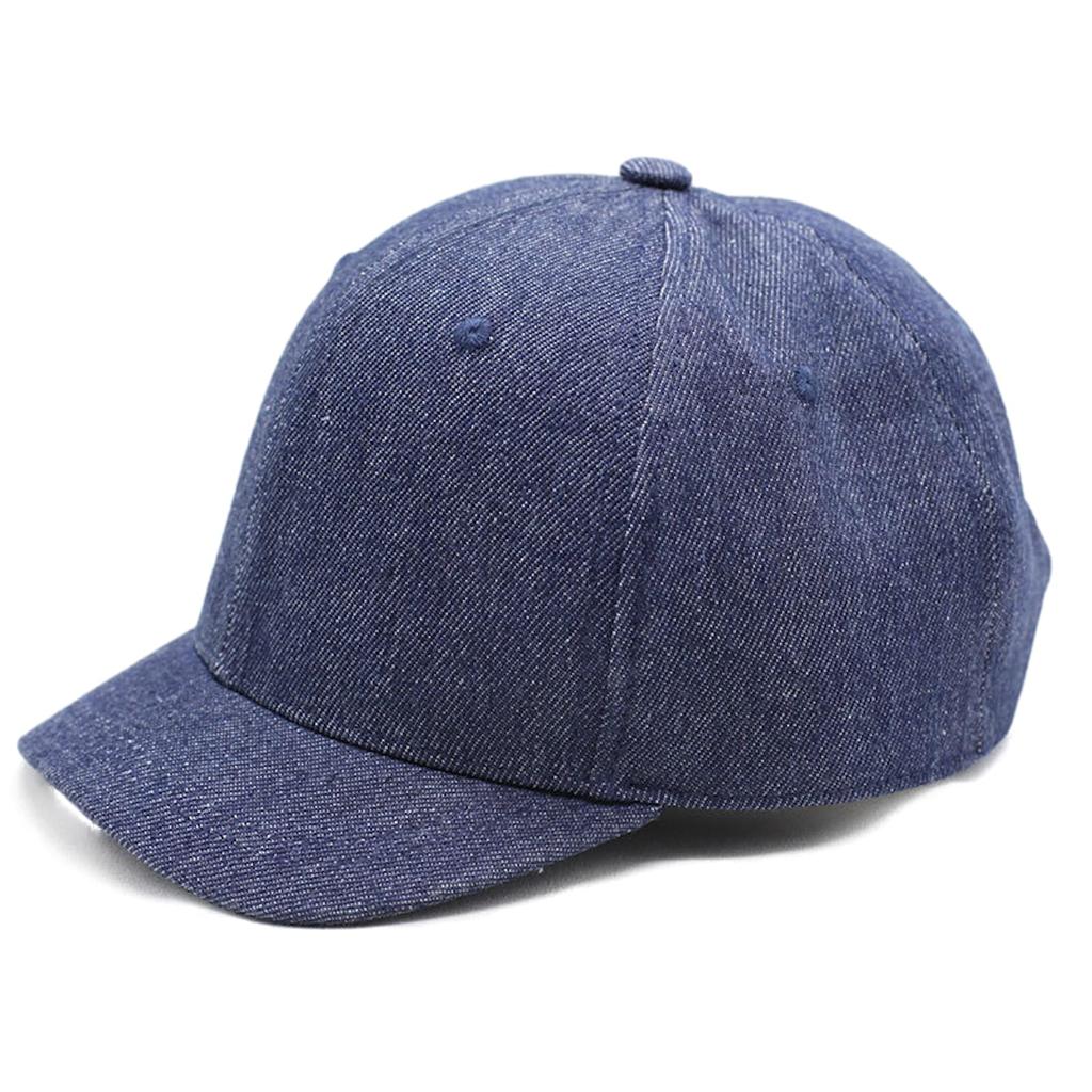 Haberly Short Brim Baseball Umpire Solid Unisex Free Denim Cap, Style, Color, (JP, Alphabet, Size, Blue)