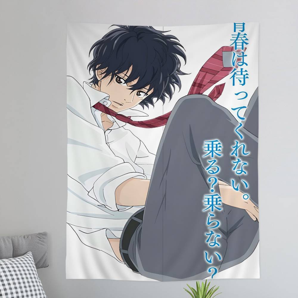 Blue Spring Ride Cartoo Chart Tapestry Art Science Fiction Room Home Decor Cheap Hippie Wall Hanging