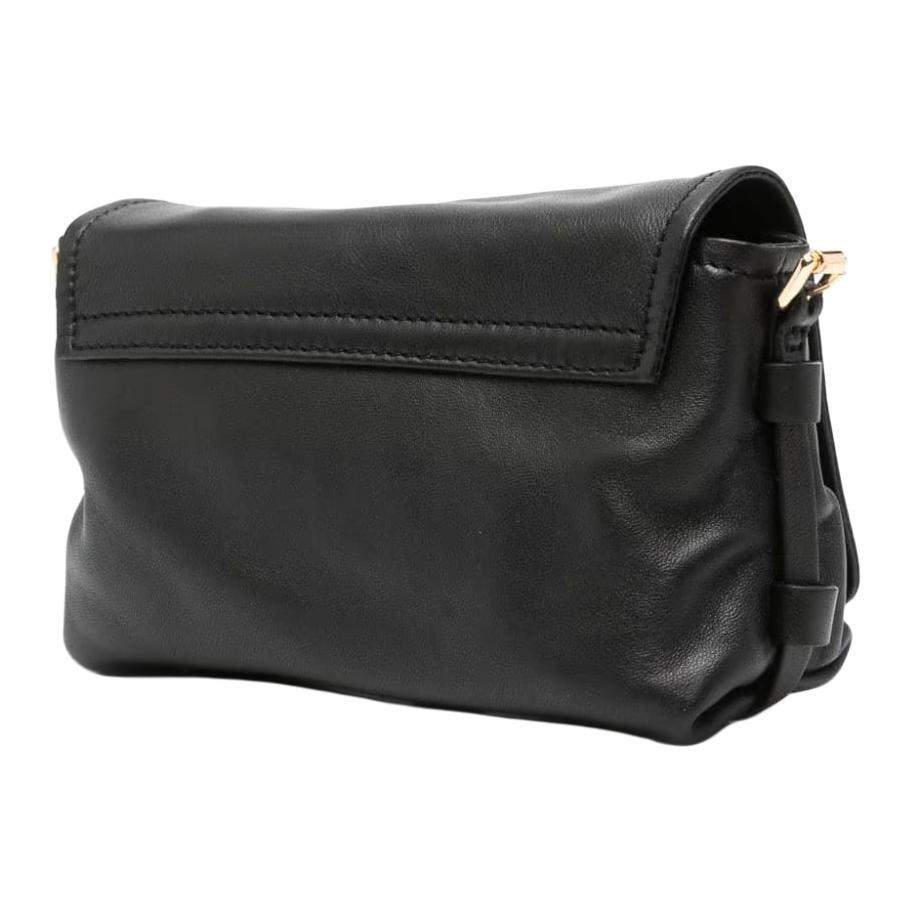 Moschino Logo Detail Magnetic Snap Leather Crossbody Shoulder Bag Women bags Black A755280021555