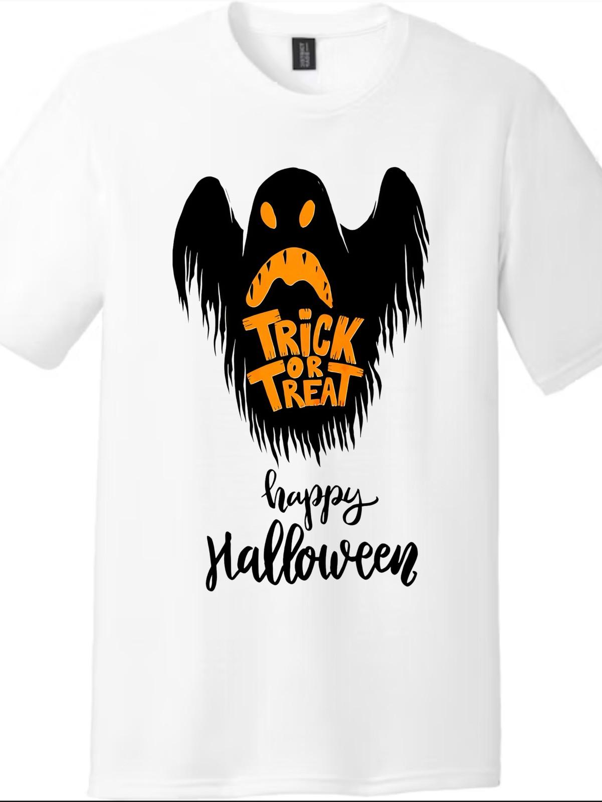 Halloween Ghost Trick or Treat Printed T - Shirt | Unisex Short - Sleeve Top 2XL