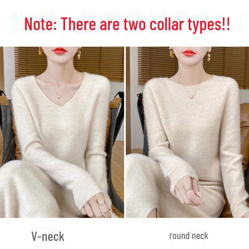 Dámský volný pletený svetr ze 100% čisté vlny na podzim/zimu