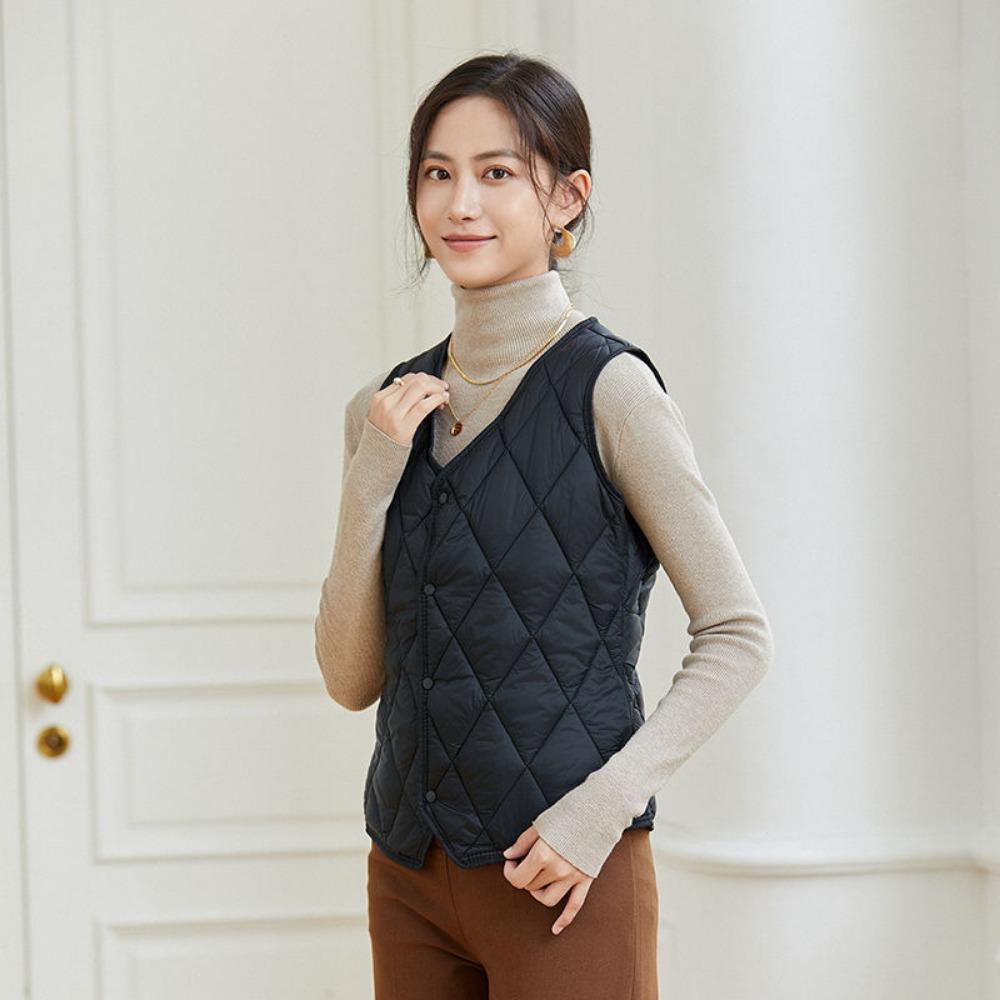 Autumn/Winter Down-Filled Cotton Waistcoat Liner Women's Lightweight Warm Inner Vest Form-Fitting Slimming Underwear Waistcoat