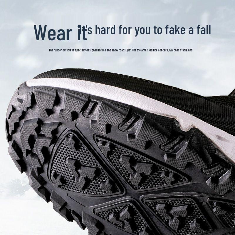 Men's High-Top Waterproof Wool Snow Boots - Warm Outdoor Ankle Cotton Shoes