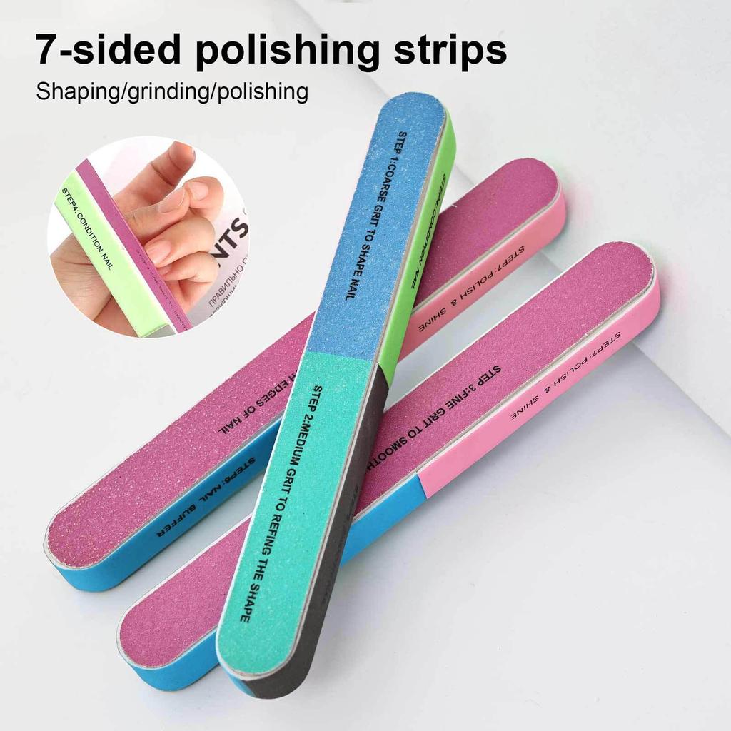 Nail Art Multi-Tool: 7-Sided Polishing & Sanding Stick
