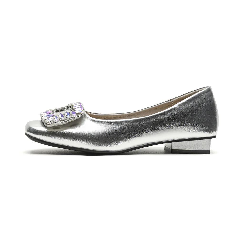 Fashion Rhinestone Square Toe Mary Jane Shoes for Women Designer Leather Women High Heels Fashion Big Size Light Casual Shoes Female