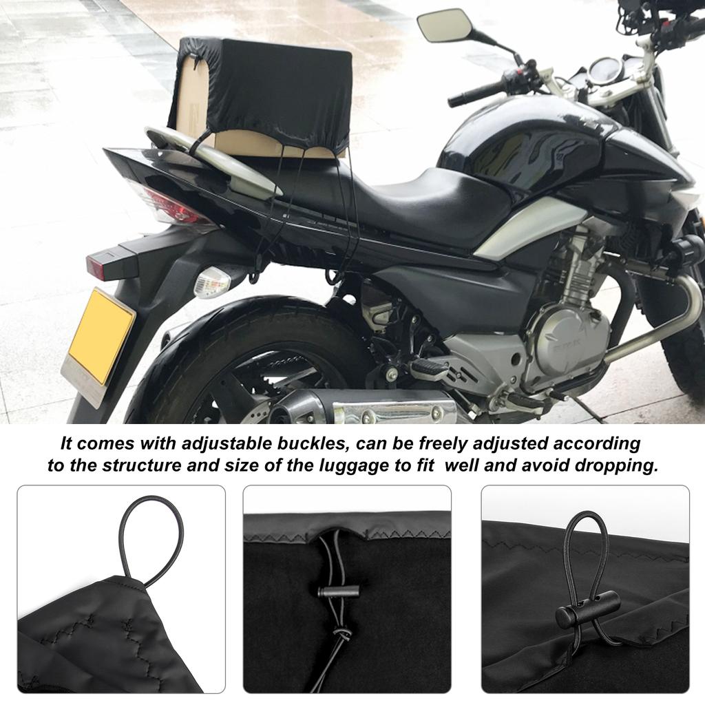 Motorrad Gepäckabdeckung Elastisch Wasserdicht Motorrad Heckablagenabdeckung mit Schnallen zur Aufbewahrung von Gepäck Helmen Taschen Schwarz MCelsiusL 40x50c