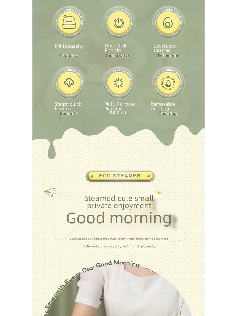 Compact Multi-Function Egg Cooker for Dormitory and Home - Perfect for Hot Spring and Boiled Eggs, Single-Serve Breakfast Essential.