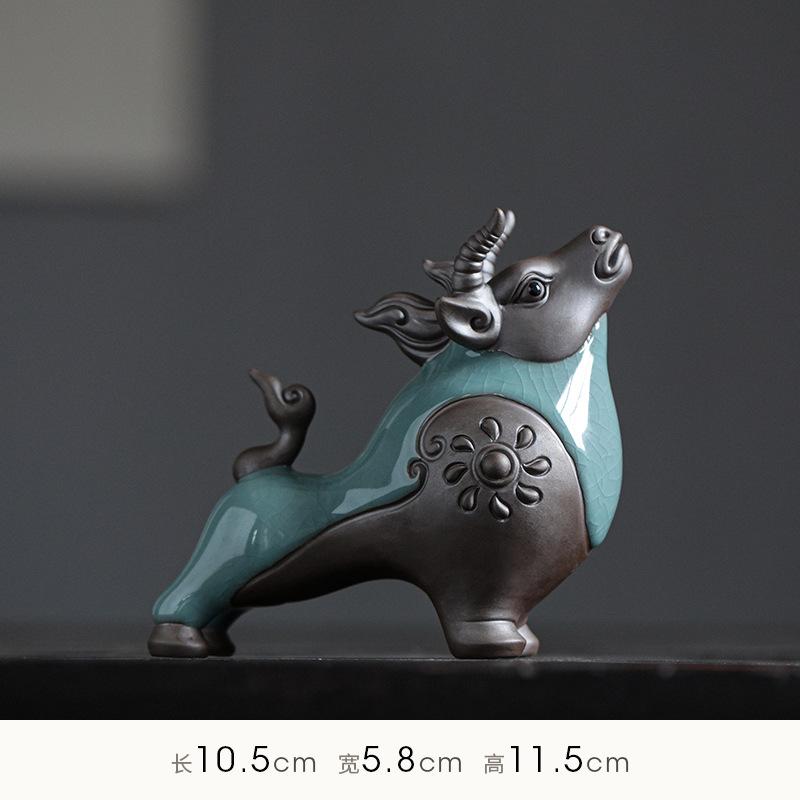 Keramisk Wall Street-tjurstaty Tjurfäktning Bisonoxe Skulptur Heminredning Djurfigur Kontorsskrivbord Feng Shui Prydnader Gåva