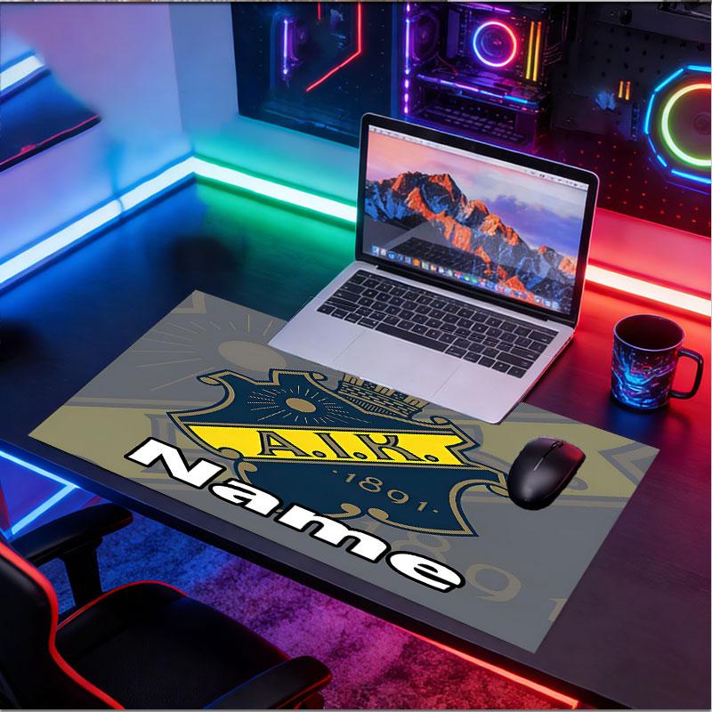 Custom Name Personalized AIK Fotboll Pattern Mousepad, Laptop PC Desk Mat, Decorative Desk Mat for Home Keyboard Pad Gift