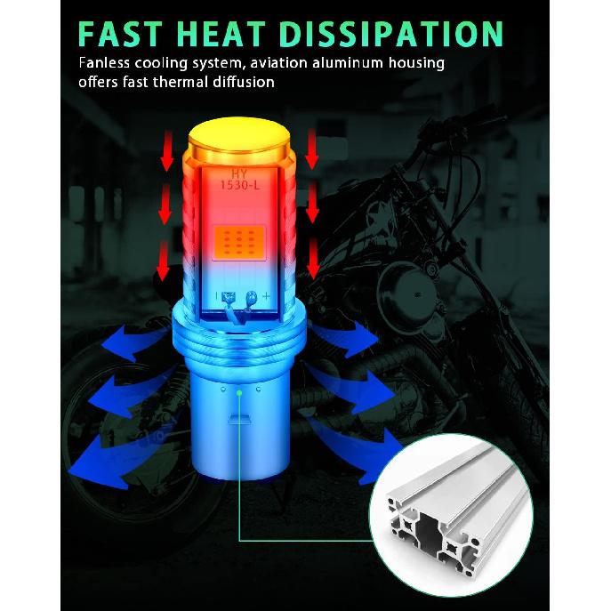 BA20D H616 COB 12W LED Aluminium Bulbs White Motorcycle Lights Bulb Backup Signal Blinker Stop Brake Tail Motorbike Light Bulbs Battery Car LED