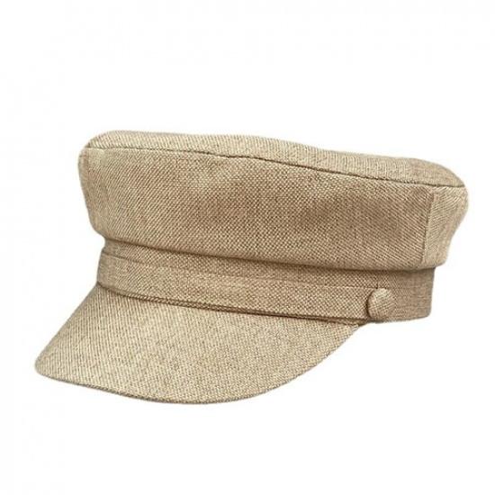 Женская Хлопково-льняная Шляпа-Фиддлер Ретро Шляпа Капитана Моряка Плоская Кепка-Кепи Повседневная XL(61cm)