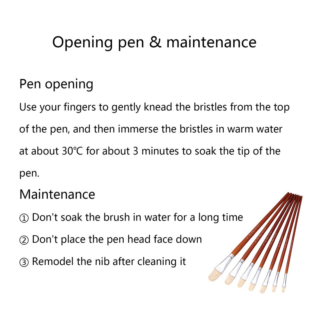 7Pcs Wood Handle Bristle Paint Brush Artist Paint Brush for Acrylic Oil Gouache Watercolor and Rock Canvas Painting