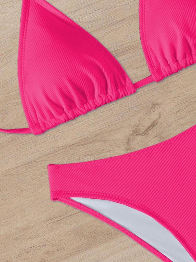 CUPSHE Vrouwen Bikini Sets Tweedelig Badpak Hoge Taille Geribbelde