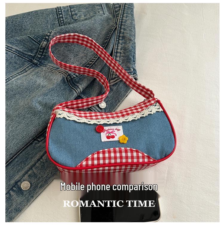 Korean Style Plaid Shoulder Bag - Cute, Fashionable, Versatile Underarm Bag for Women