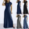 Women's Long Dress Shirt Collar Slit Pockets Large Hem Plus Size Casual Dress
