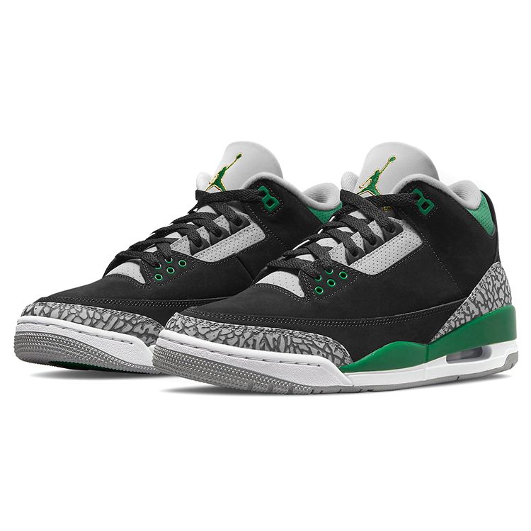 Air Jordan 3 Retro Pine Green Men Sneakers Black Cement-Grey White CT8532-030