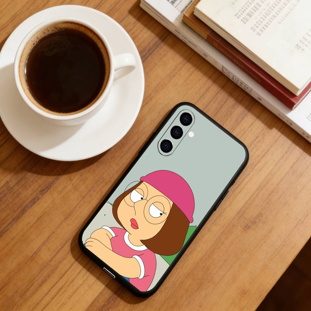 Cute cartoon Unlucky Meg Phone Case For Samsung Galaxy A73,A72,A71,A70,A53,A52,A51,Soft Silicone Black Cover