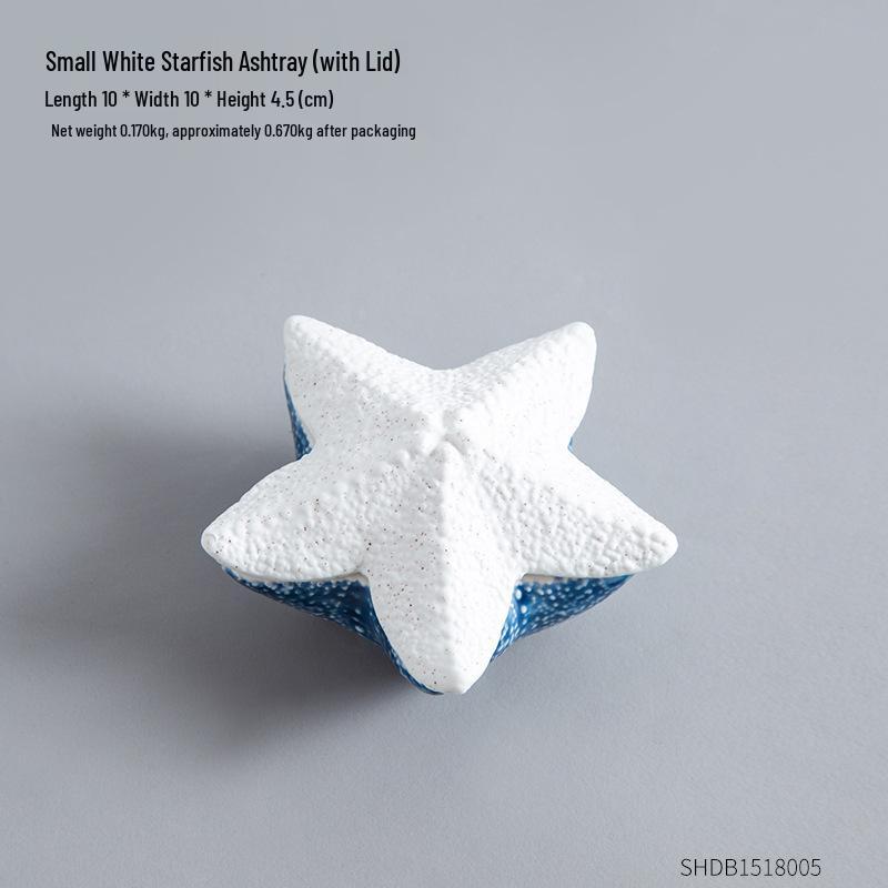 Starfish Seashell Ceramic Jewelry and Storage Tray with Marine Ornament Design