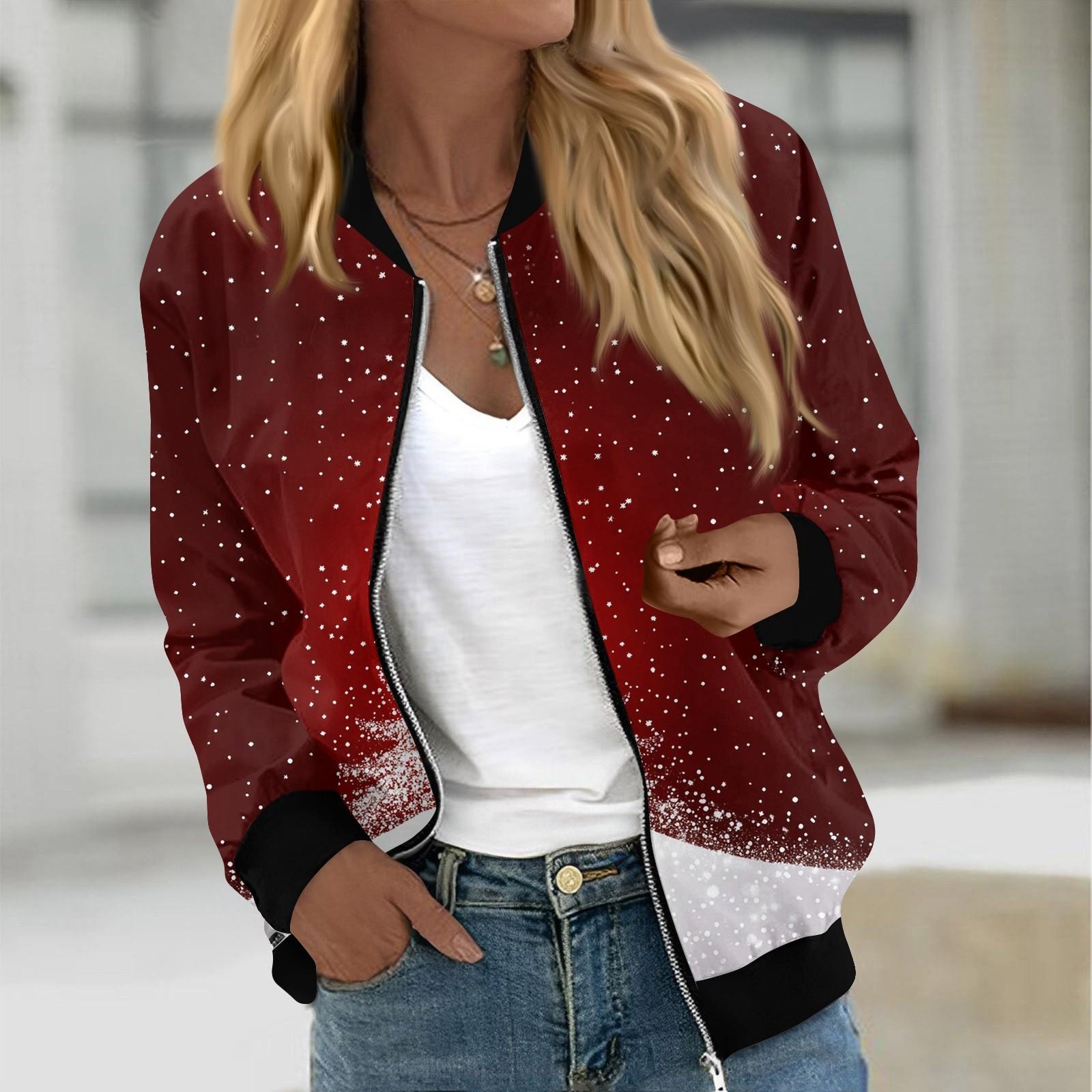 

Куртки женские с длинным рукавом, легкие, на молнии, с принтом, верхняя одежда, повседневные, стеганые куртки с карманами M винный