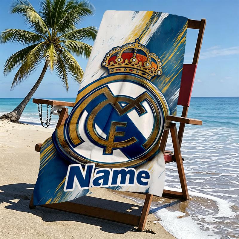 Custom Name Personalized Football team Print Beach Towel, for Trip Camping Beach Party Home Decor, Birthday Gift for Family & Friends
