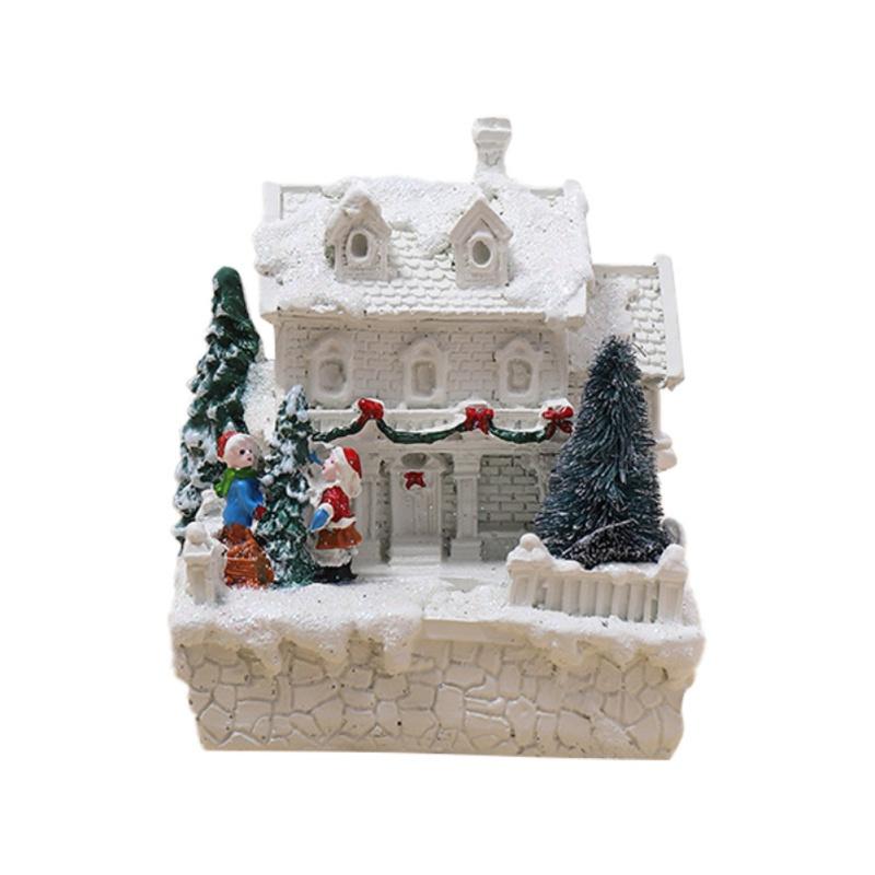 Weihnachts-LED-Häuser, Weihnachtsdekoration für Zuhause, Harz, leuchtendes Schneedorf, kleines Haus, Weihnachtsmann-Ansicht, Weihnachtsgeschenk, Spielzeug für Kinder