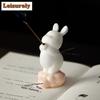 Bean Green Cute Rabbit Incense Holder Water Fountain Decoration Incense Burners Meditation Censer Chinese Tea Set Decoration