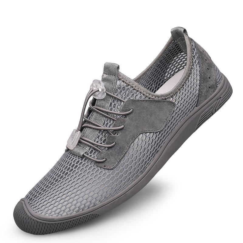 FashionMen's Shoes England Trend Casual Shoes Loafers Male Suede Leather Breathable Mesh Sneakers Weaving Slip on Summer Shoes Man Flat