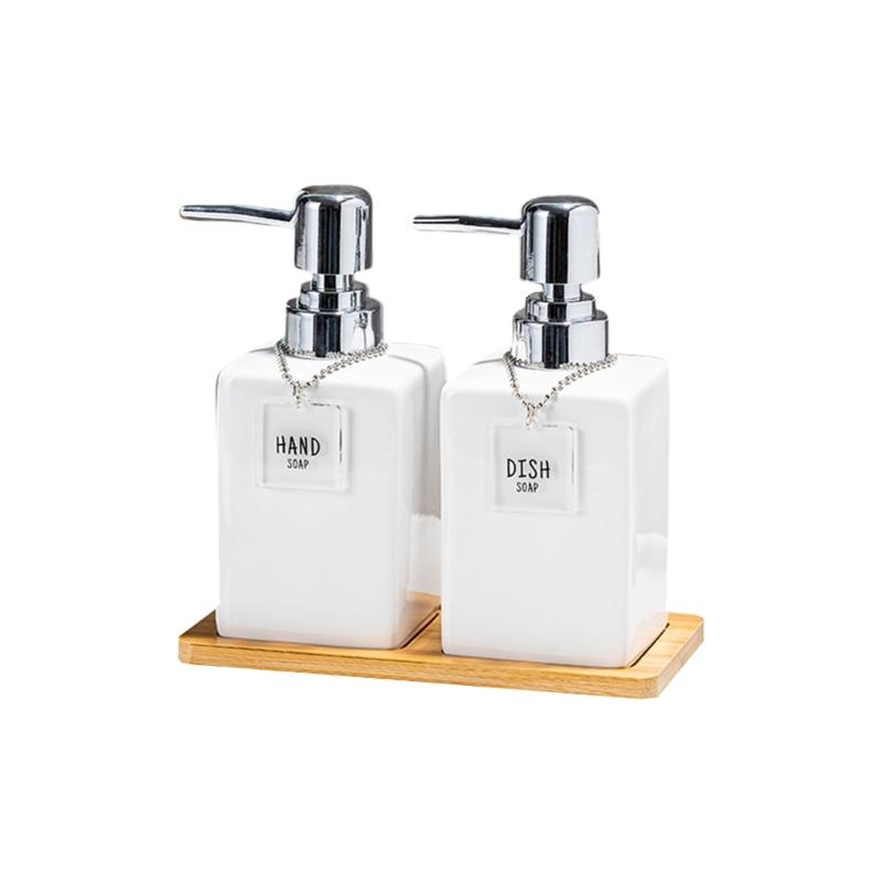 Reusable Press Type Liquid Dispenser Bottle Ceramic NonMetallic Portable Design for Shampoo Soap Lotion Friendly Home Use