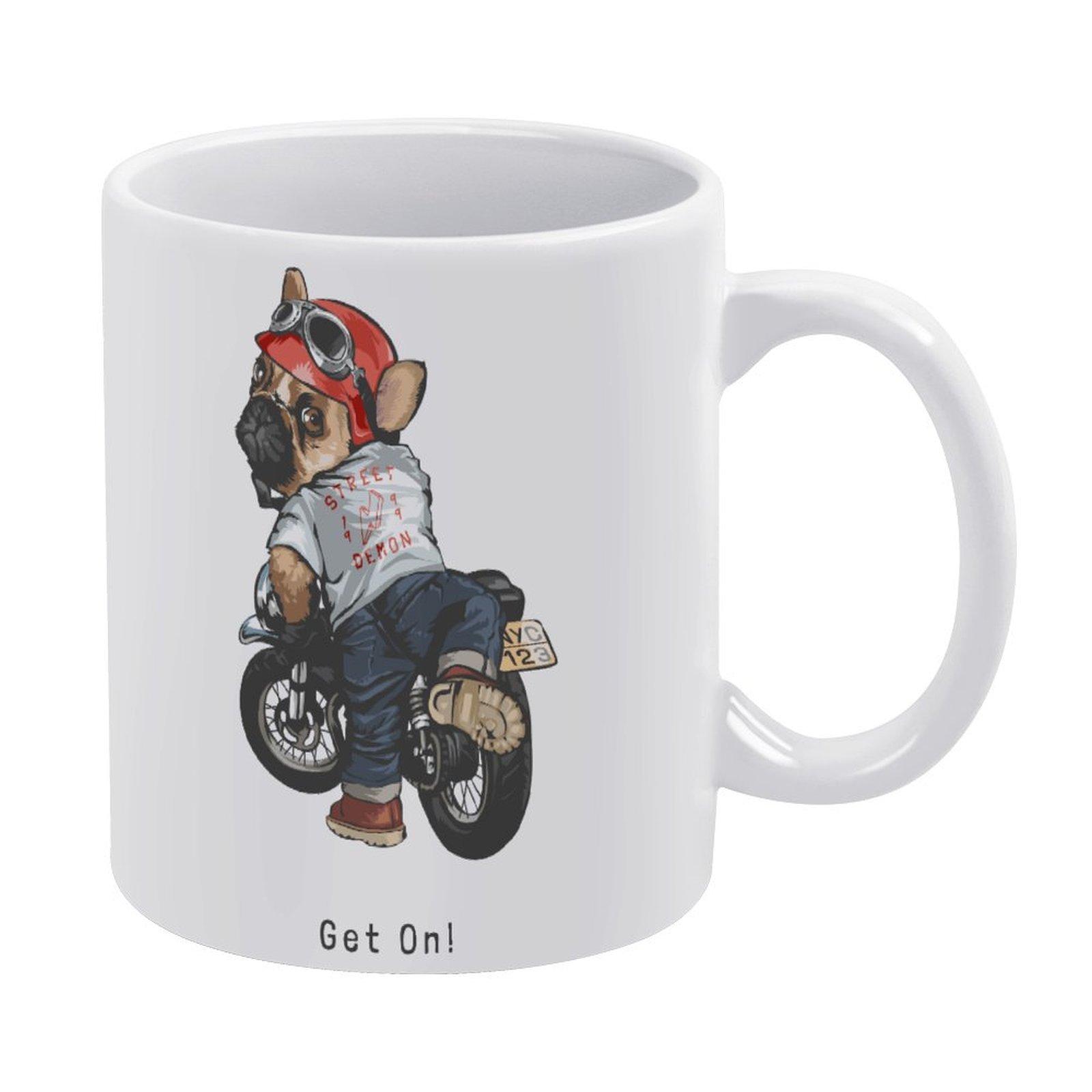 

1Pack 11oz White Ceramic Mug Double-Sided Printed Illustration Durable Coffee Cup Great For Home Office Gift Use белый